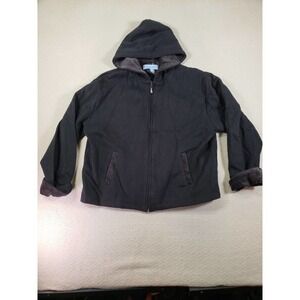 Pacer Jacket Womens Large PL Black Hooded Fleece-Lined Cotton Pockets Full-Zip